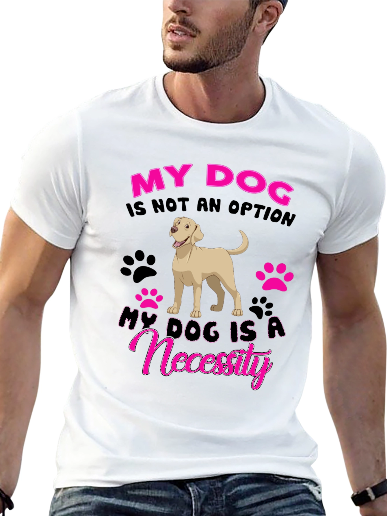 My Dog is a Necessity Black Graphic T-Shirt