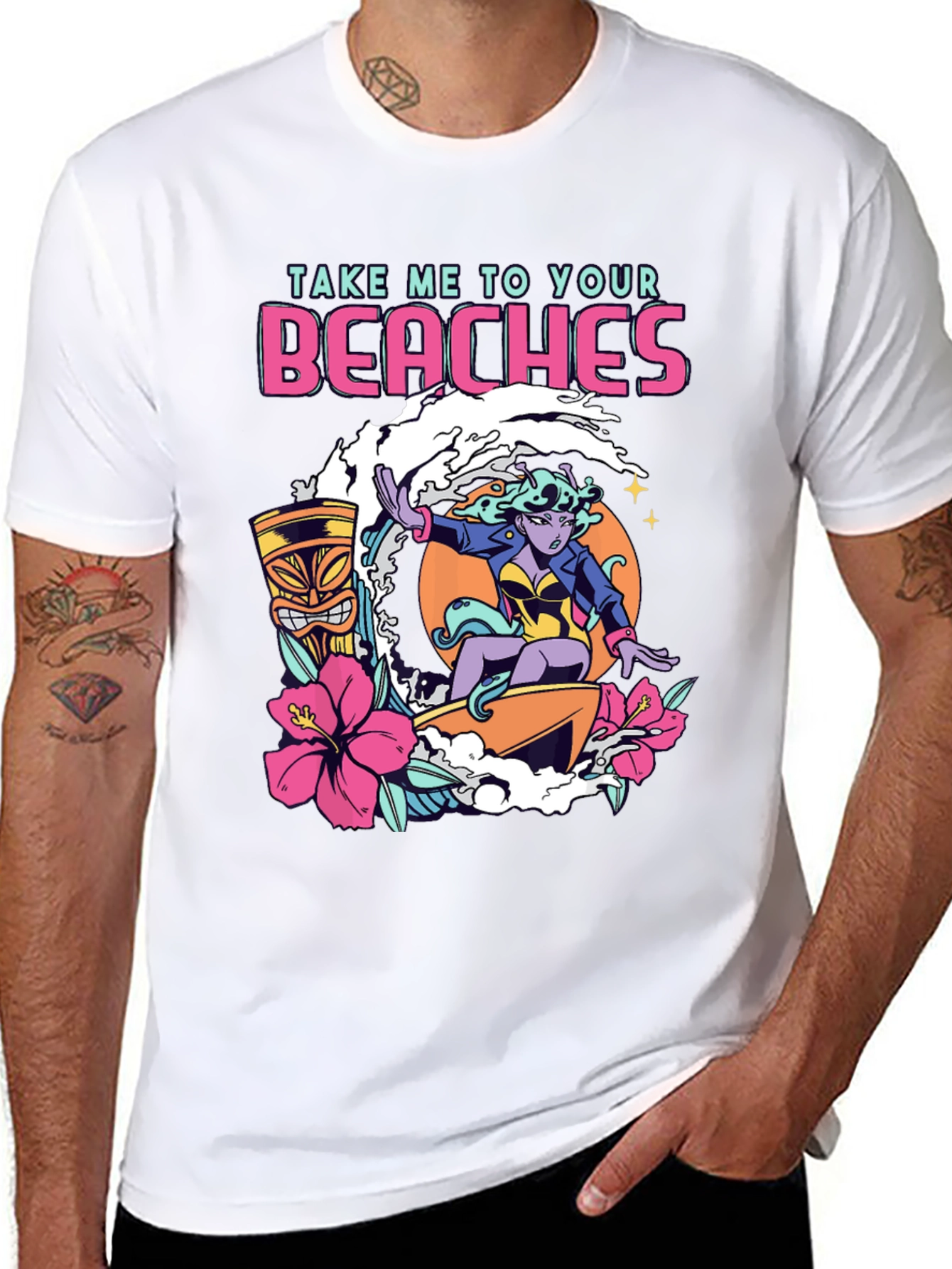 Take Me To Your Beaches T-Shirt - Alien Surfer