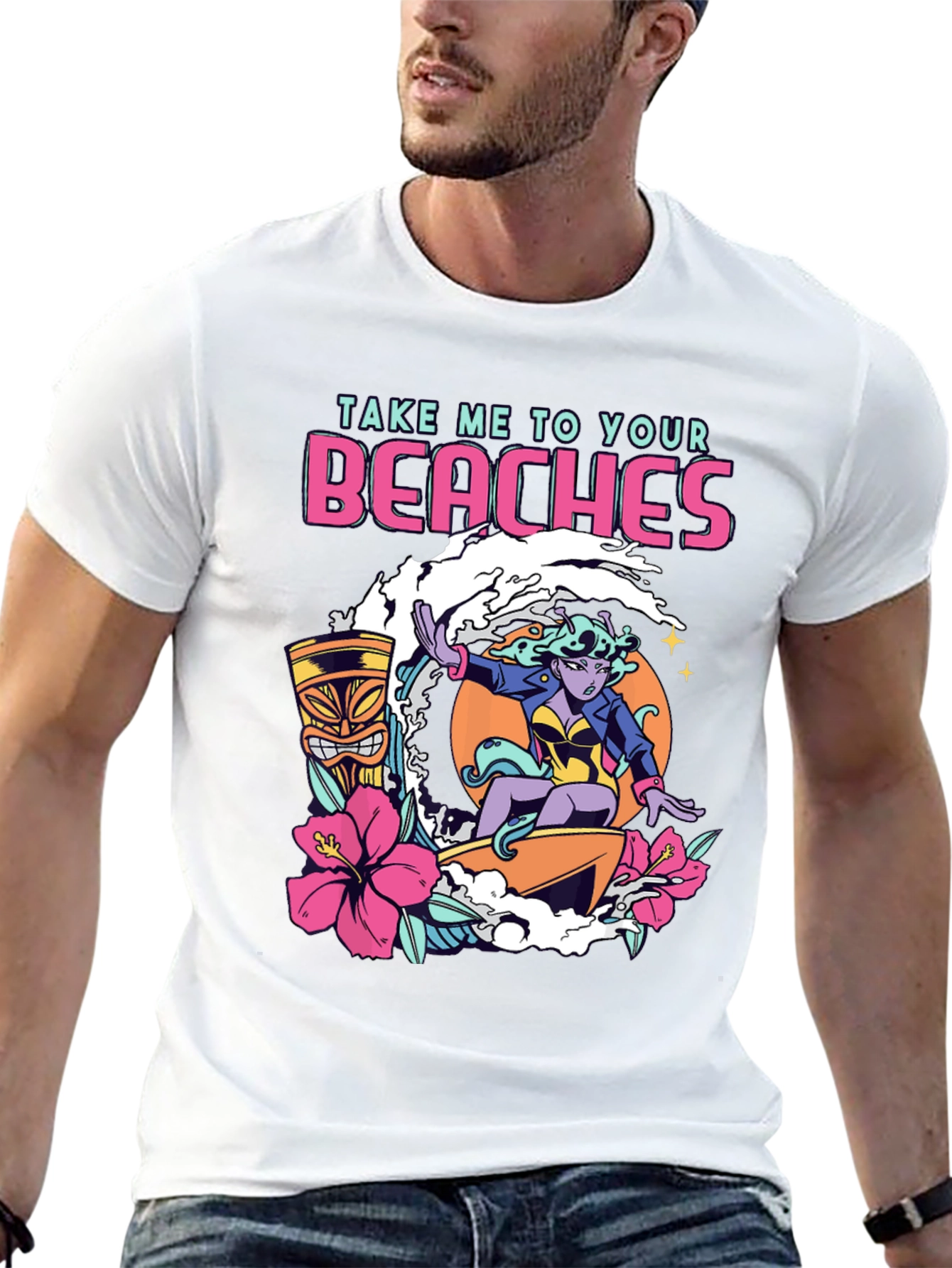 Take Me To Your Beaches T-Shirt - Alien Surfer