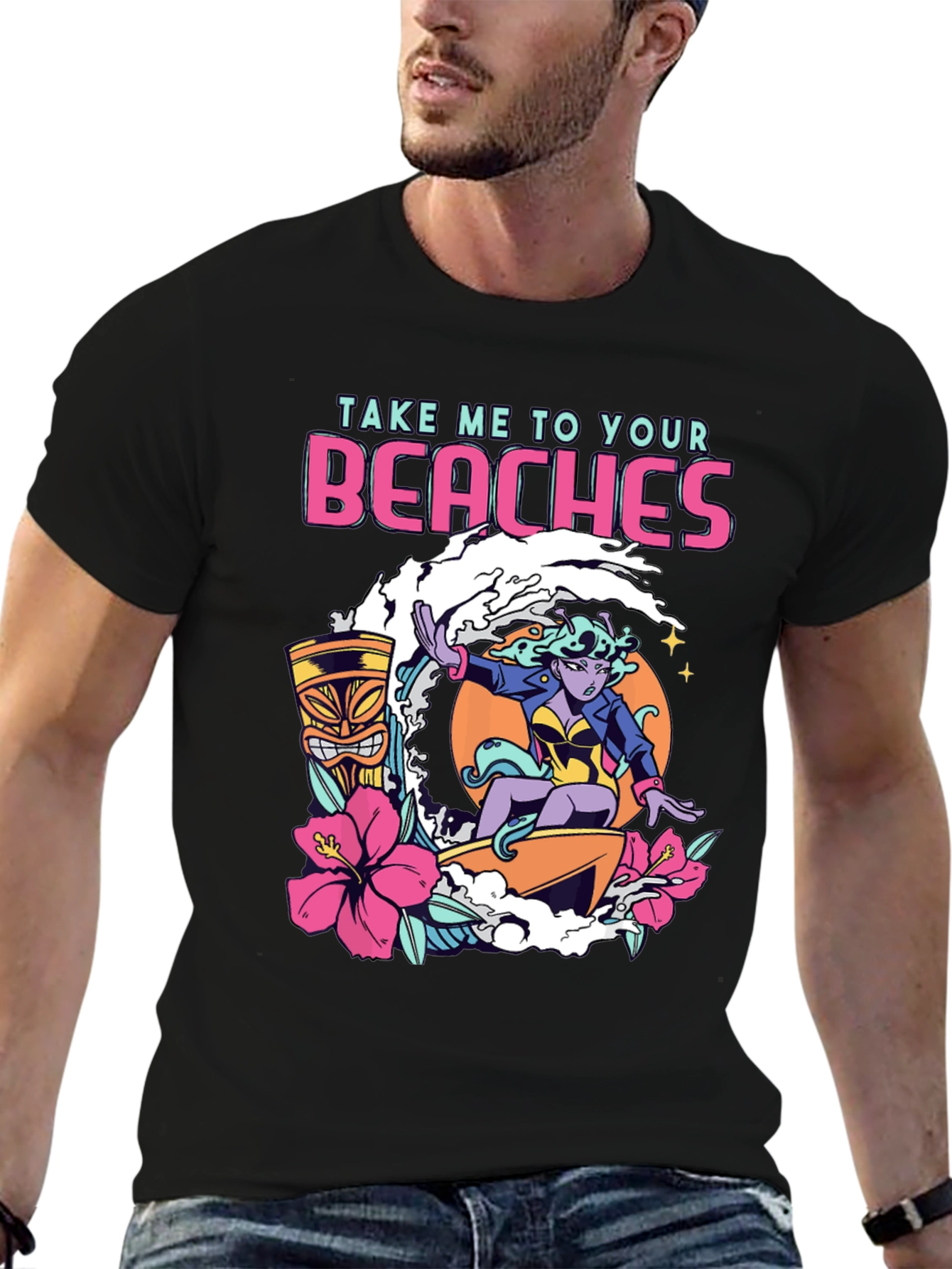 Take Me To Your Beaches T-Shirt - Alien Surfer