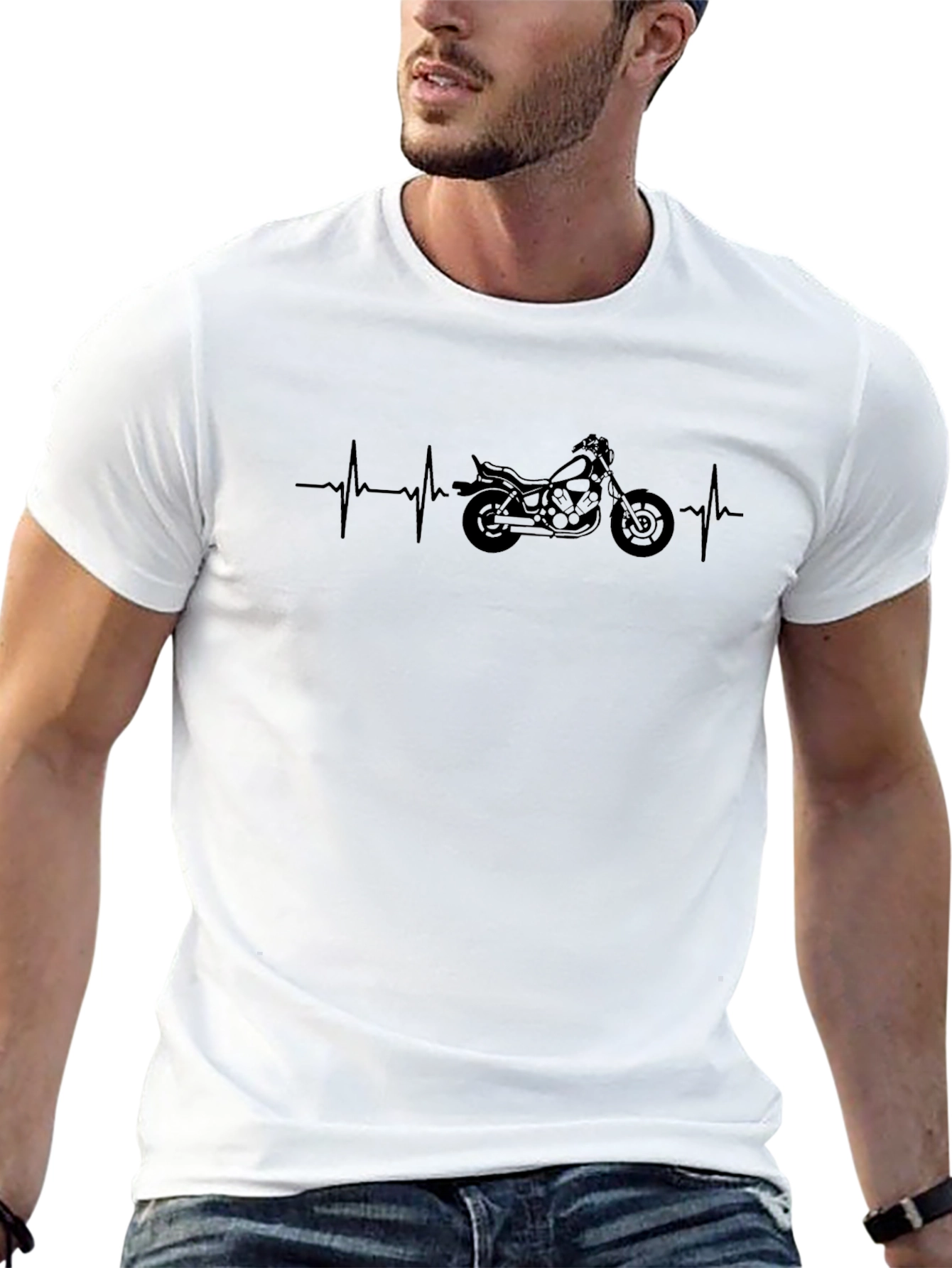 Motorcycle Heartbeat Graphic Tee - Ride On!