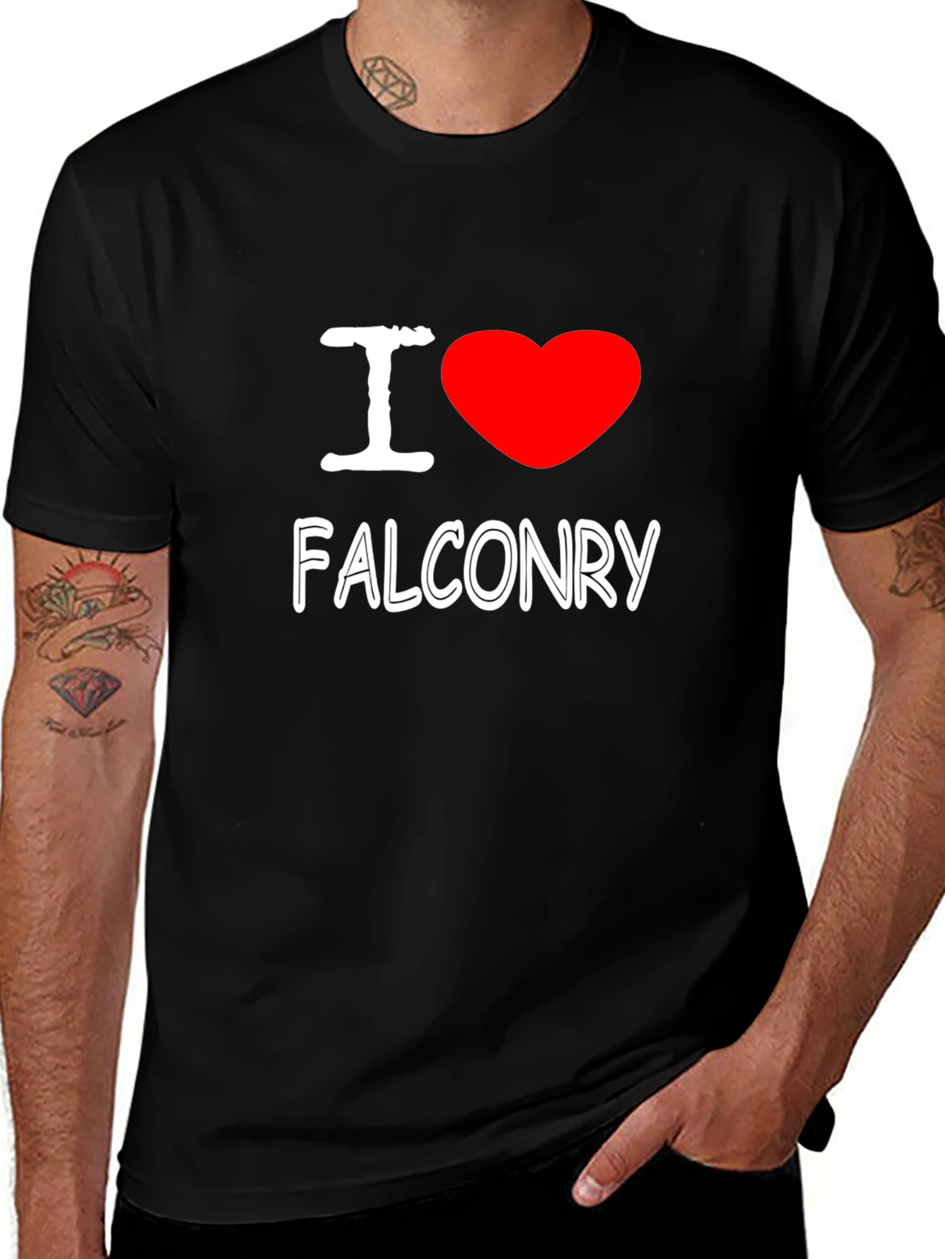 I Heart Falconry T-Shirt - Black Graphic Tee