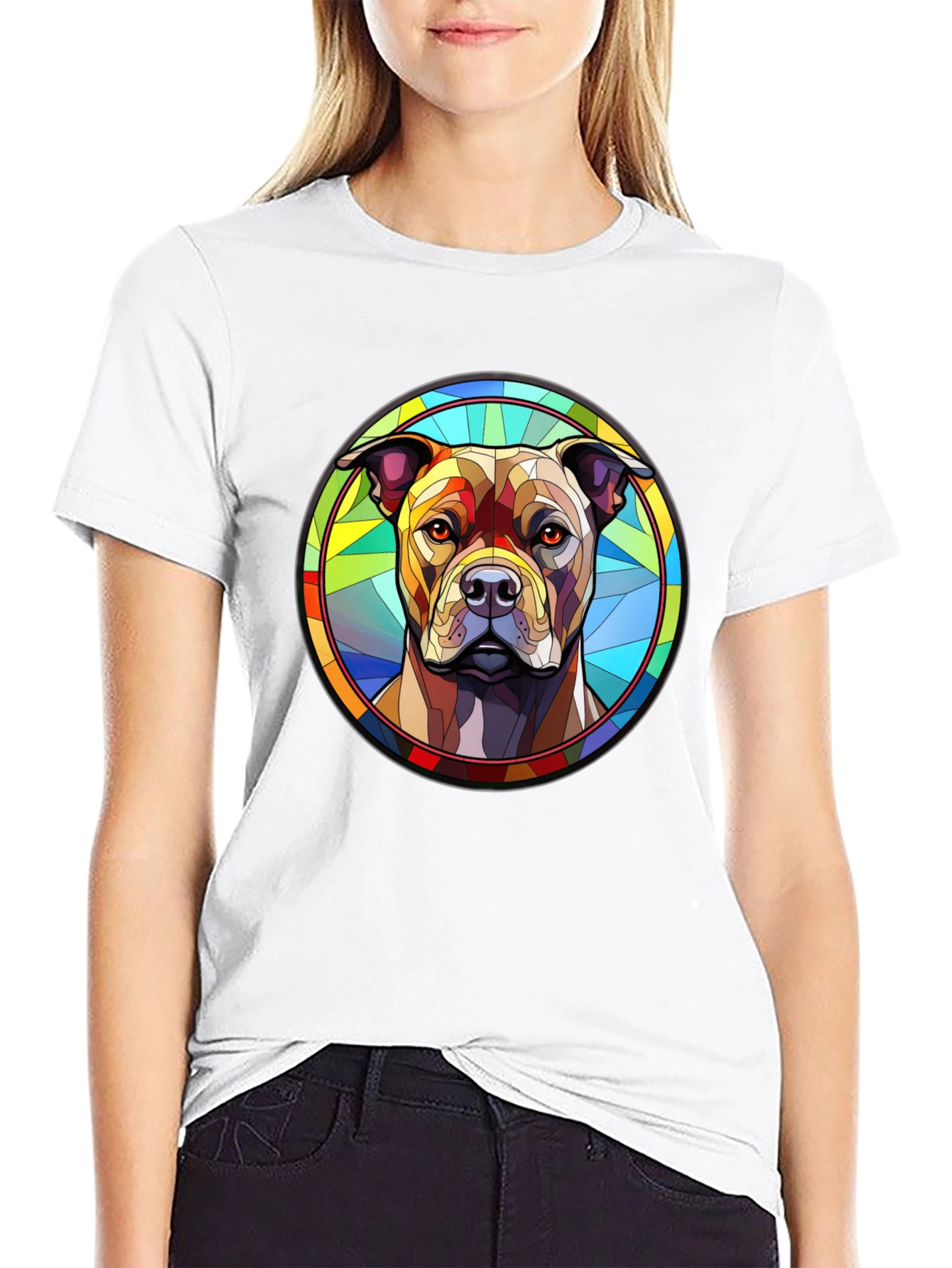 Stained Glass Dog Graphic T-Shirt