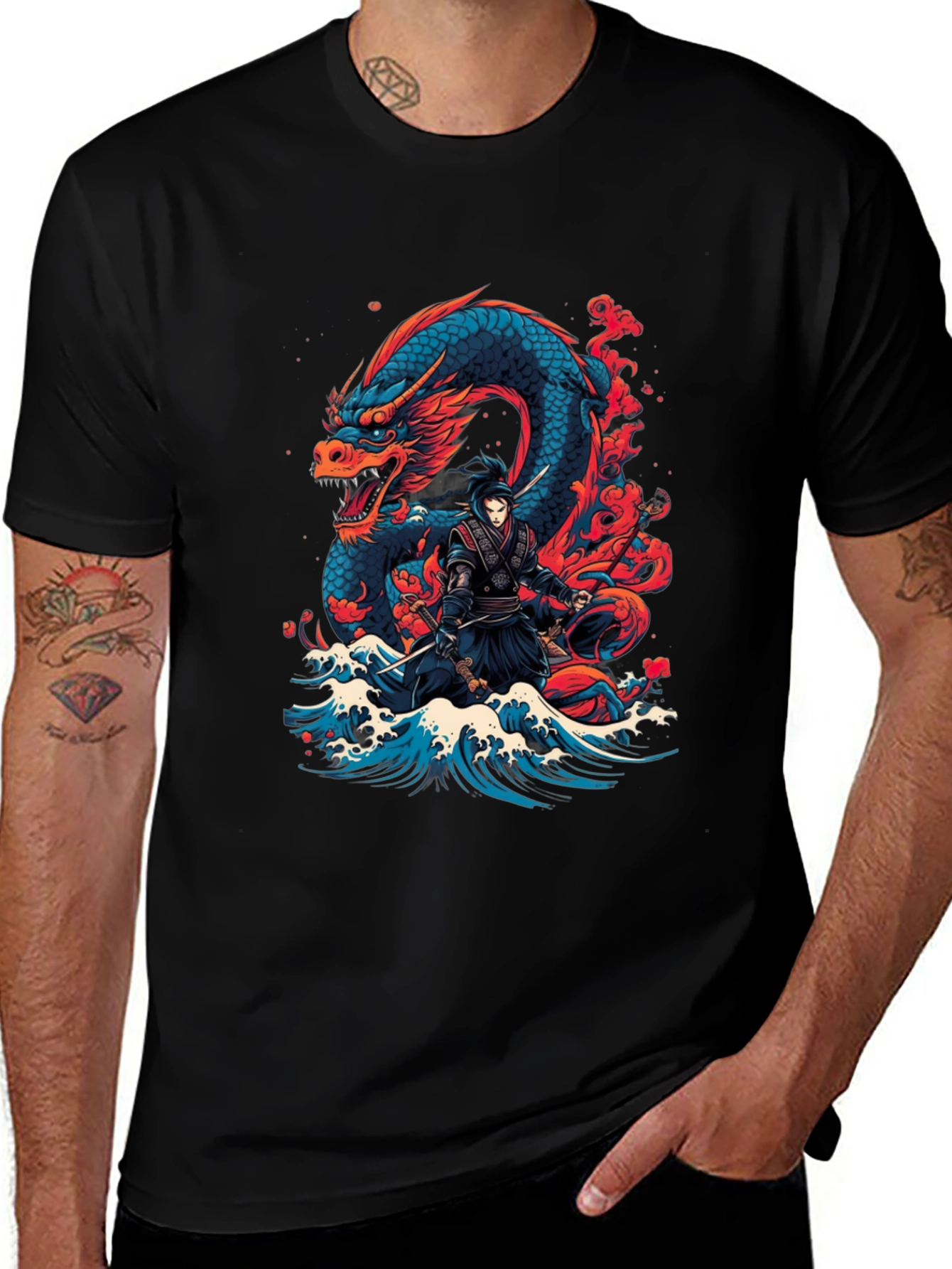 Dragon Ninja Graphic Tee - Mens Black T-Shirt