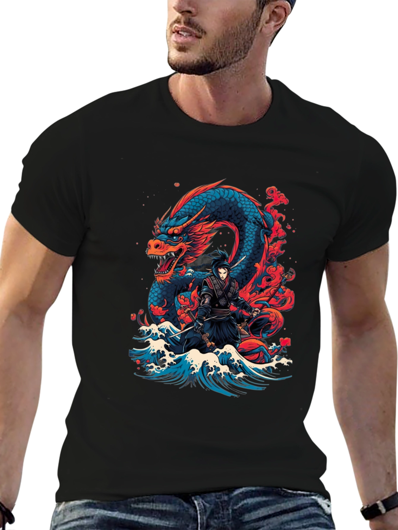 Dragon Ninja Graphic Tee - Mens Black T-Shirt