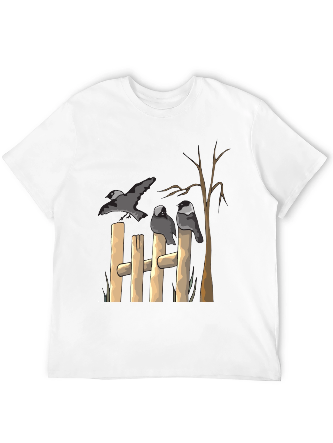 Crow Fence Graphic Tee - Black Cotton T-Shirt