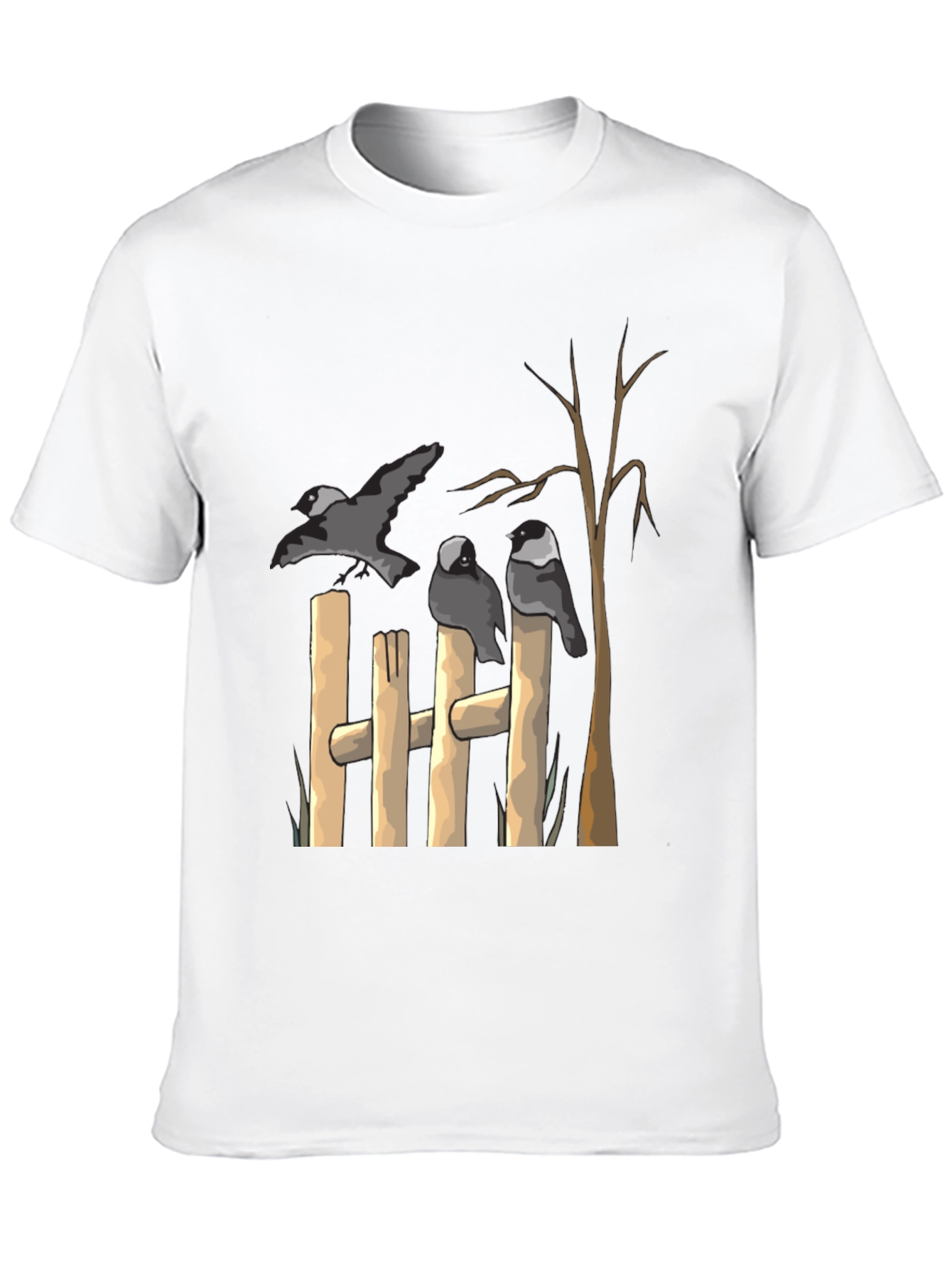 Crow Fence Graphic Tee - Black Cotton T-Shirt