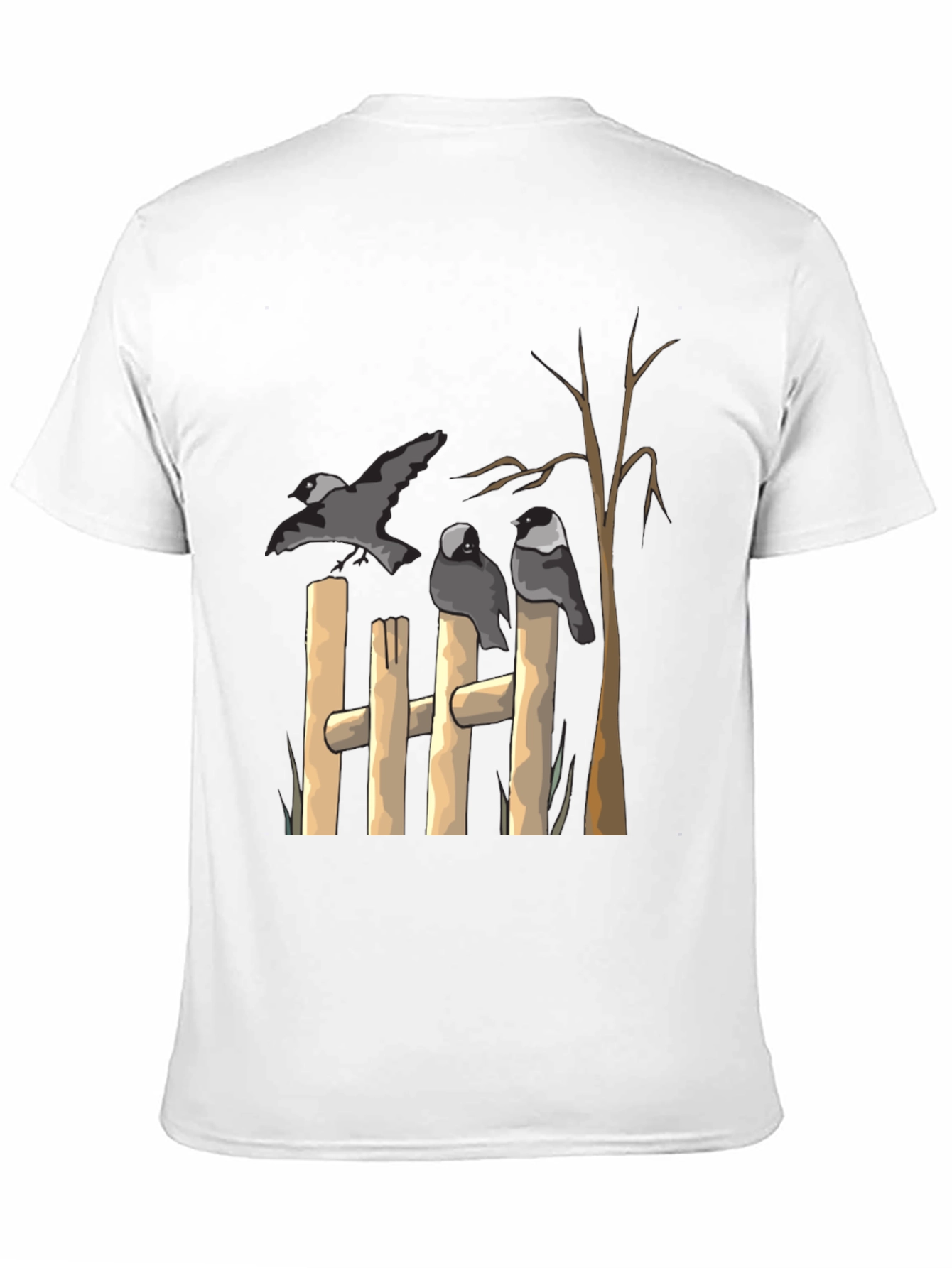 Crow Fence Graphic Tee - Black Cotton T-Shirt
