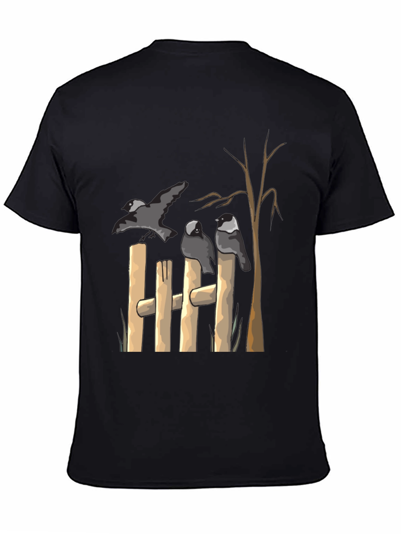 Crow Fence Graphic Tee - Black Cotton T-Shirt