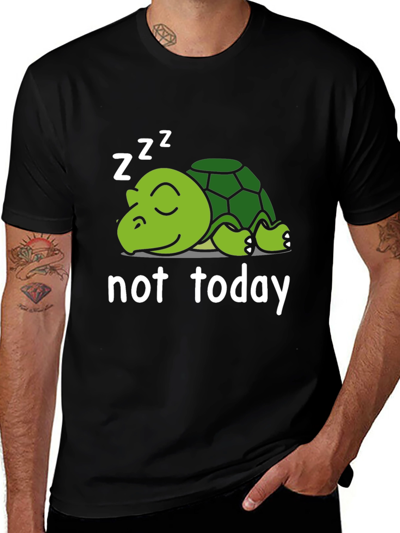 Not Today Turtle T-Shirt - Sleepy Cartoon Animal Tee