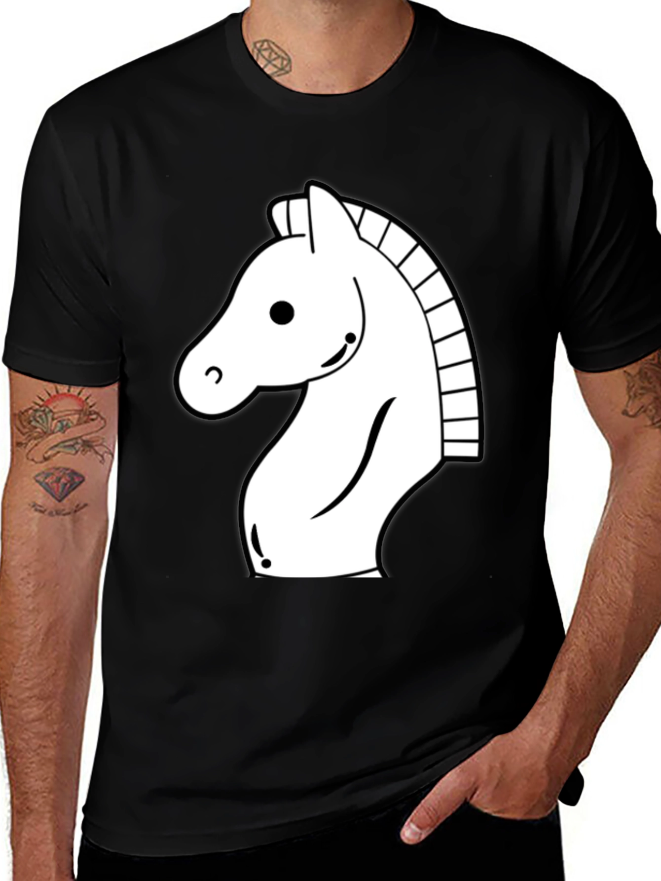 Chess Knight Graphic Tee - Black