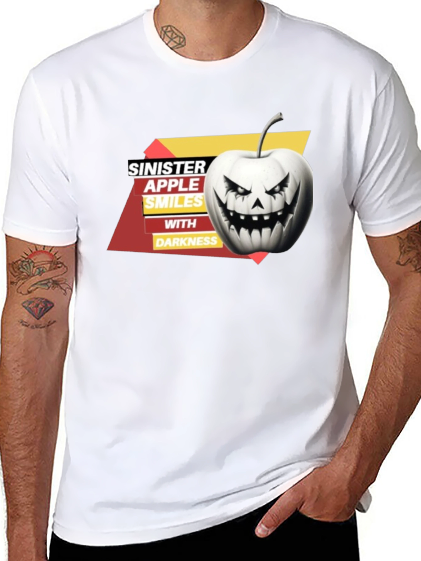 Sinister Apple Smiles T-Shirt: Halloween Style
