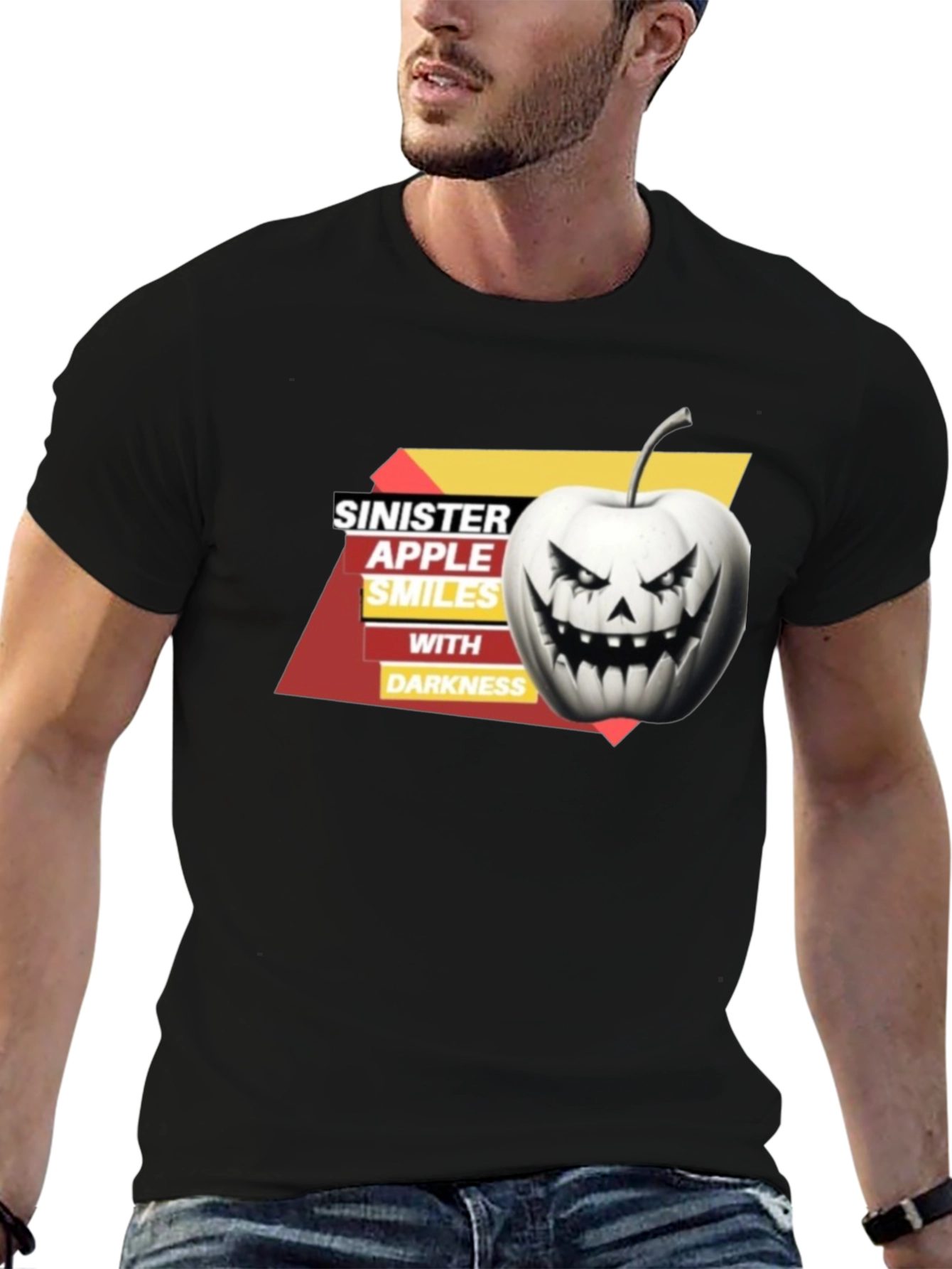 Sinister Apple Smiles T-Shirt: Halloween Style