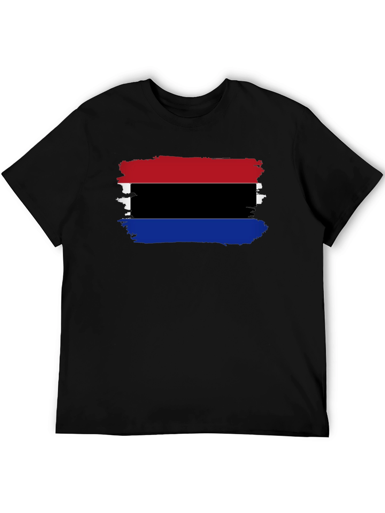Distressed Striped Graphic Black T-Shirt