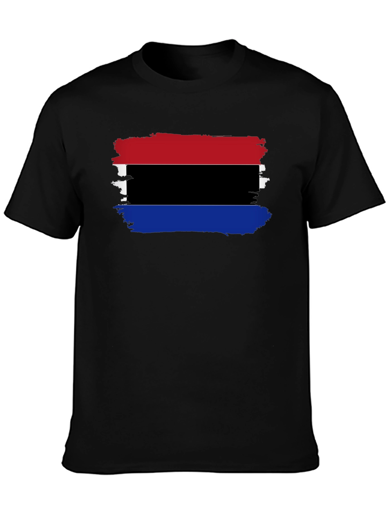 Distressed Striped Graphic Black T-Shirt