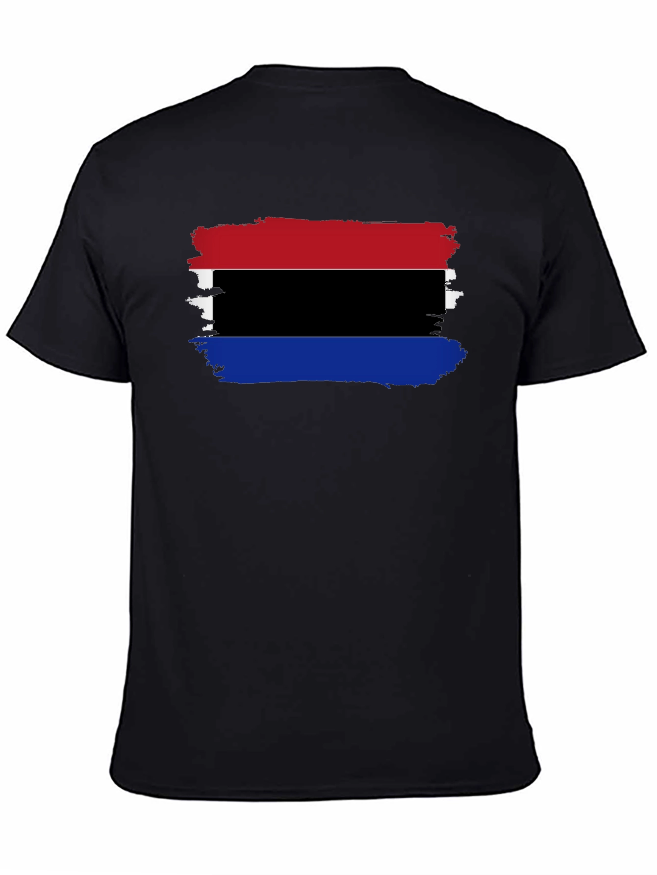 Distressed Striped Graphic Black T-Shirt