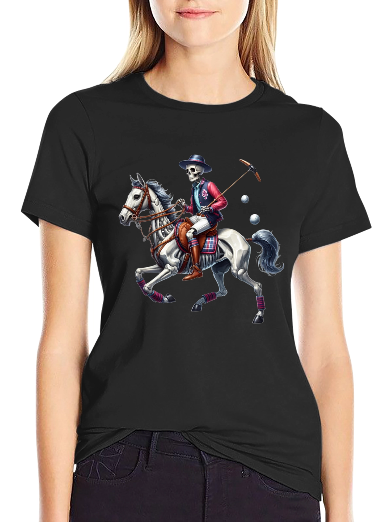 Skeleton Polo Player T-Shirt - Equestrian Style