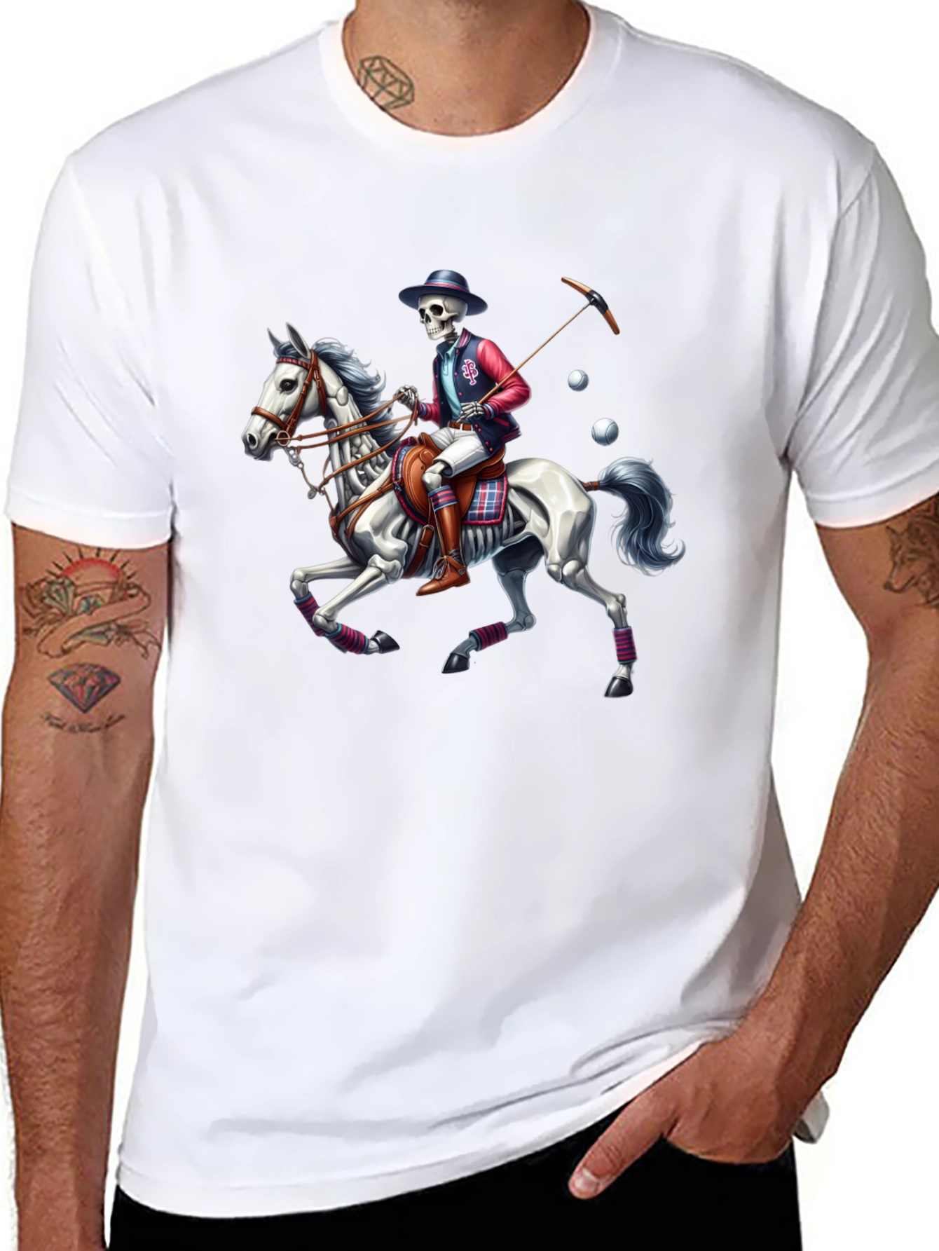 Skeleton Polo Player T-Shirt - Equestrian Style