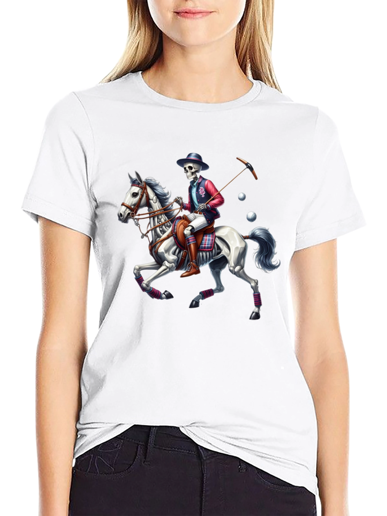 Skeleton Polo Player T-Shirt - Equestrian Style