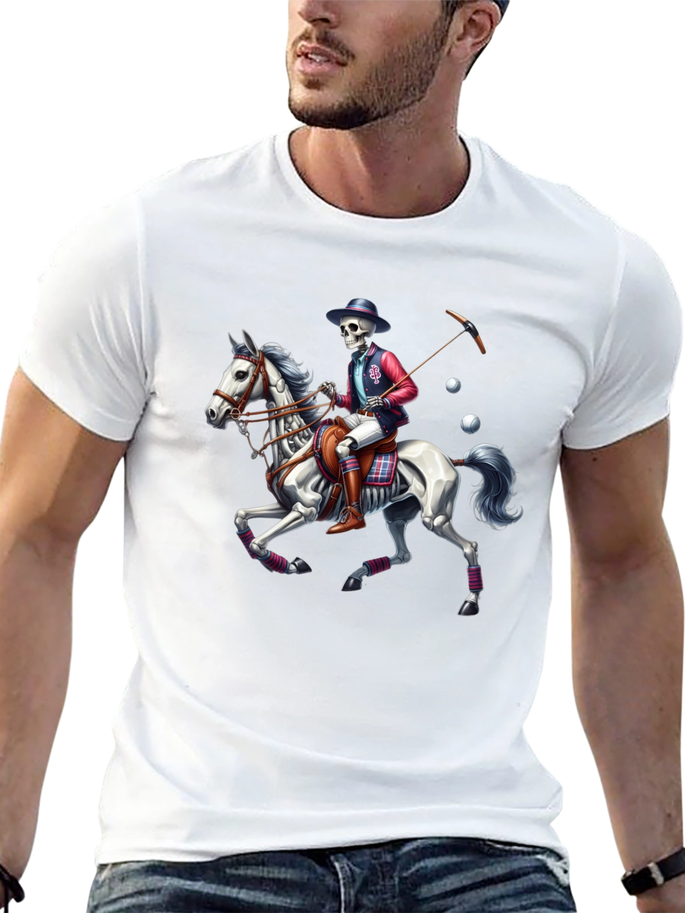 Skeleton Polo Player T-Shirt - Equestrian Style