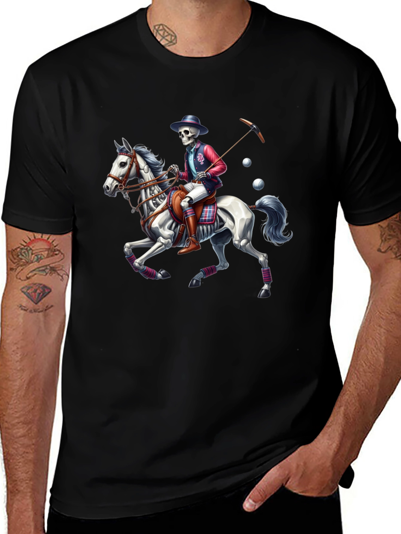 Skeleton Polo Player T-Shirt - Equestrian Style