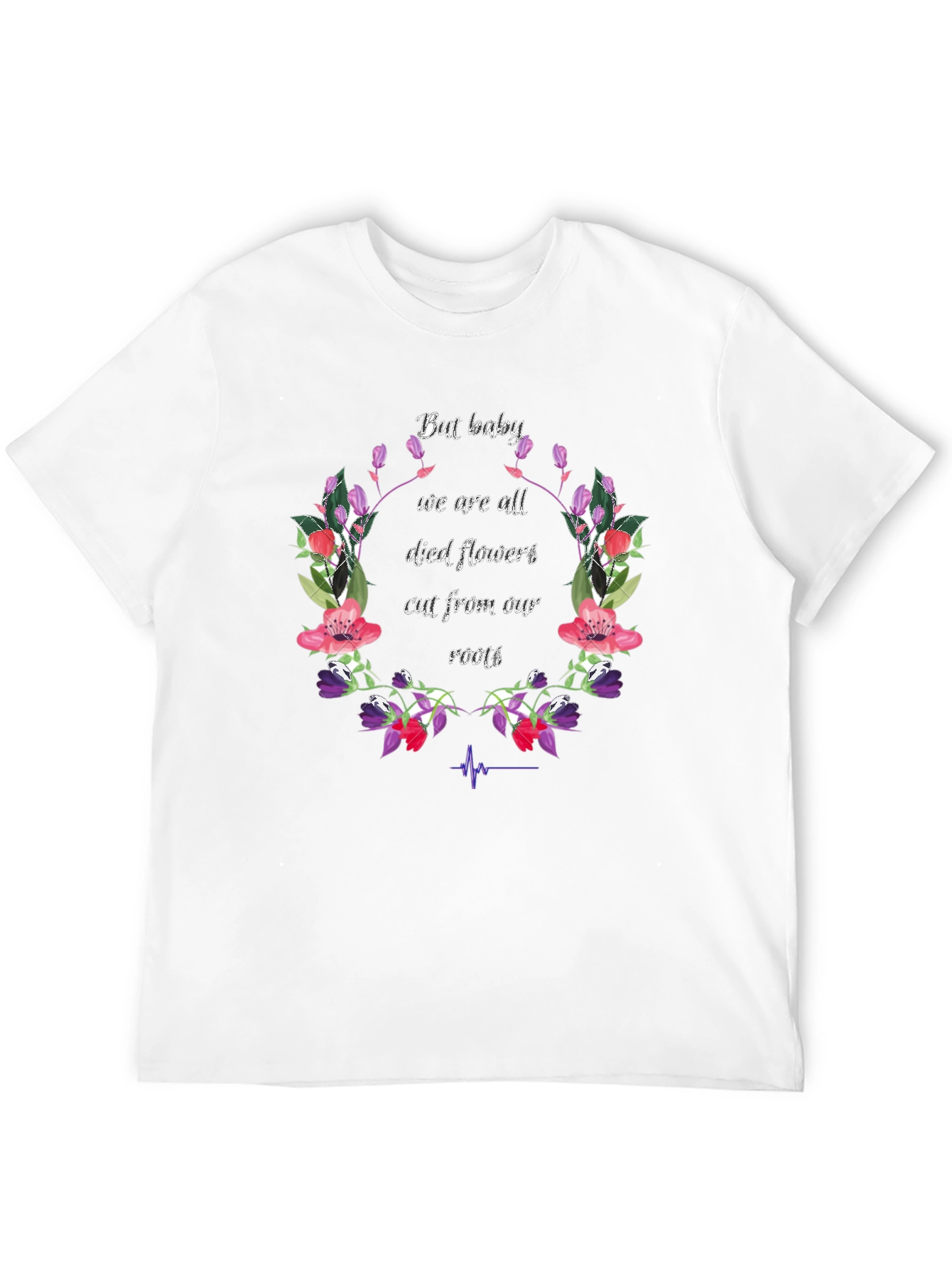 Floral Died Flowers Graphic Print Black T-Shirt