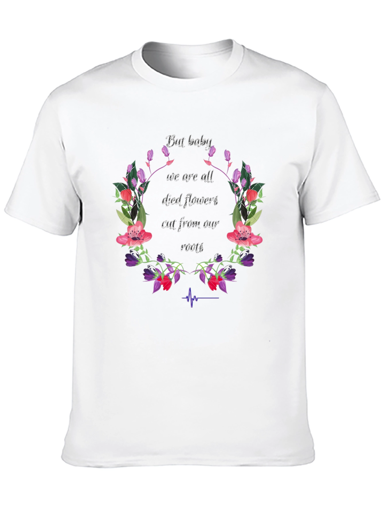 Floral Died Flowers Graphic Print Black T-Shirt