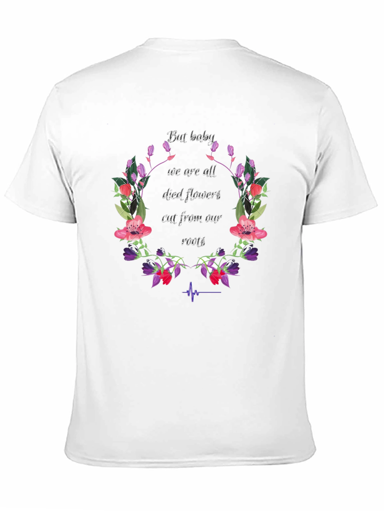 Floral Died Flowers Graphic Print Black T-Shirt