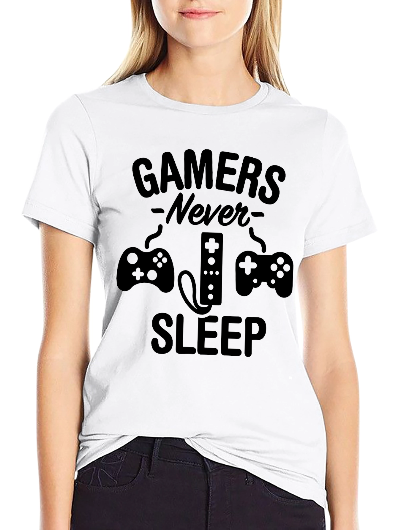 Gamers Never Sleep Black T-Shirt