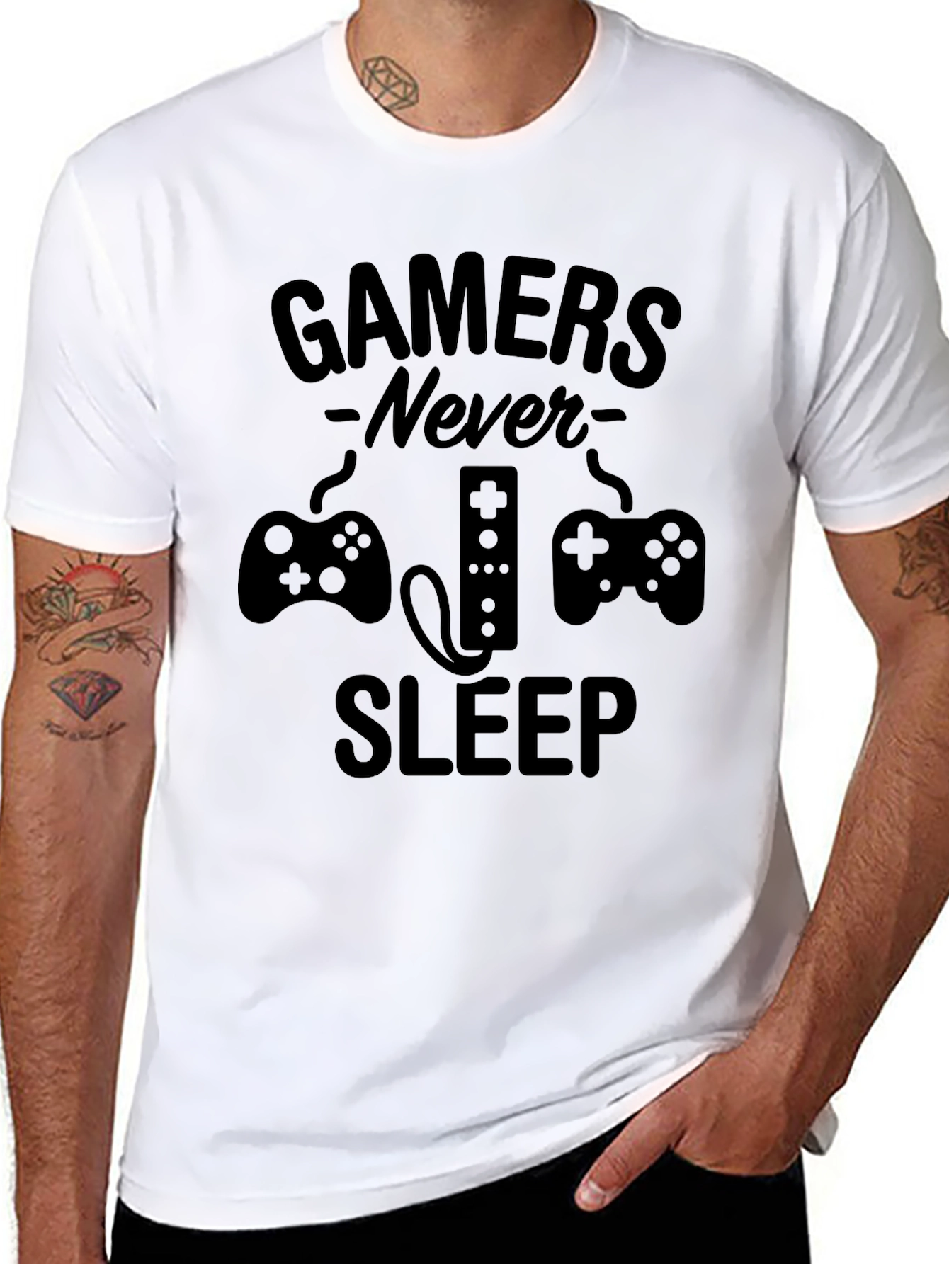 Gamers Never Sleep Black T-Shirt