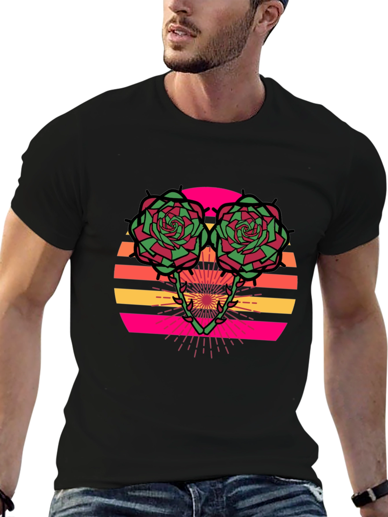 Retro Rose Sunset T-Shirt