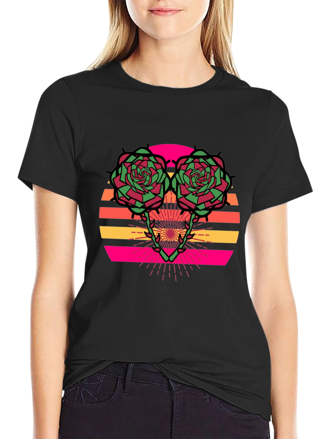 Retro Rose Sunset T-Shirt