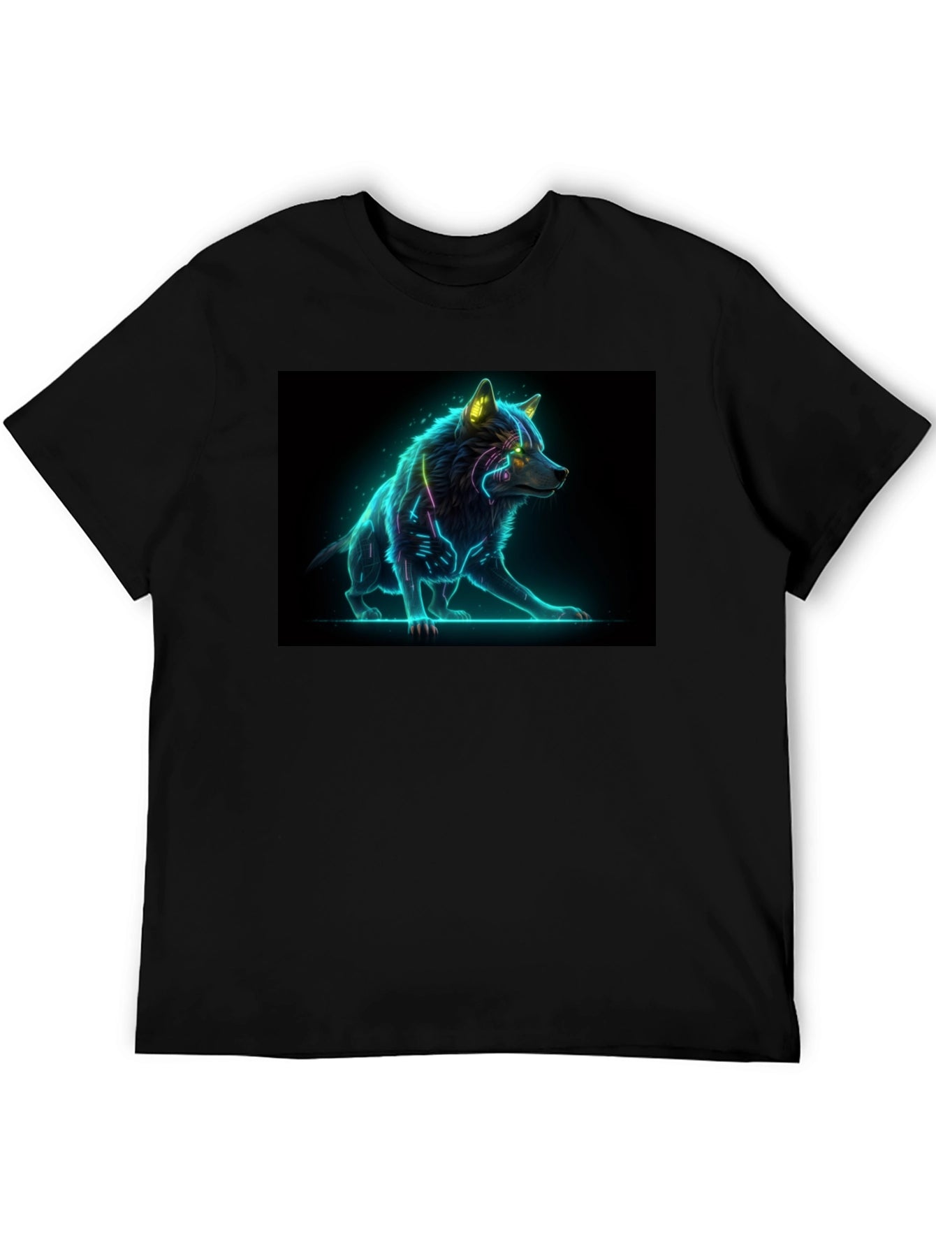 Cyber Wolf Graphic Tee - Black