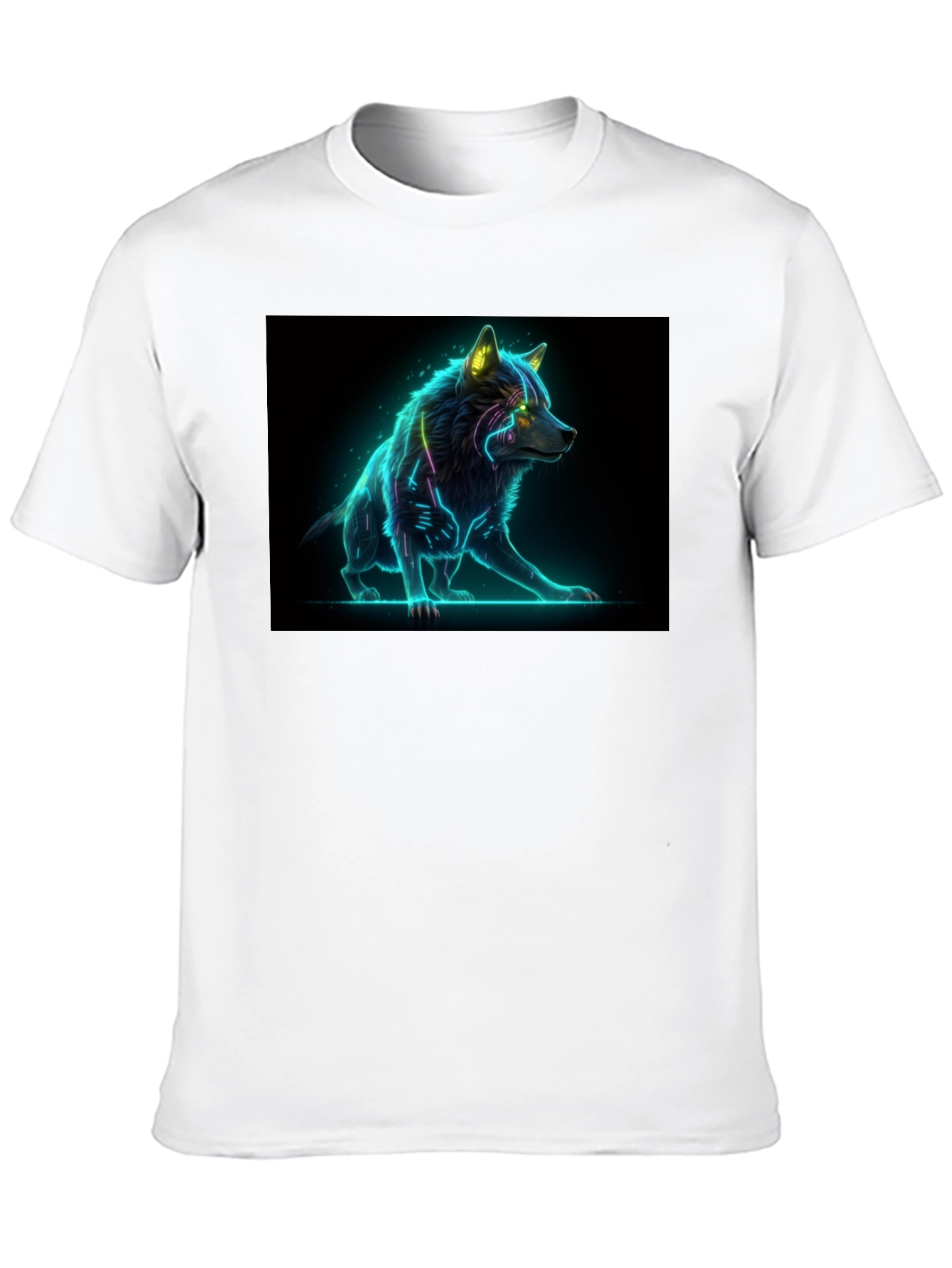 Cyber Wolf Graphic Tee - Black