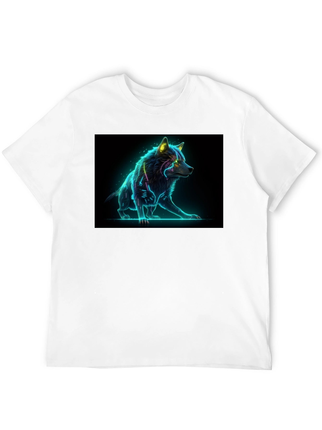 Cyber Wolf Graphic Tee - Black