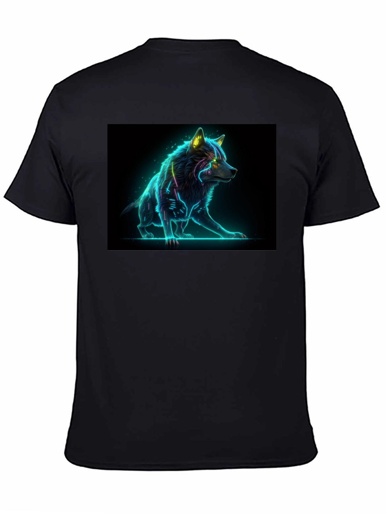 Cyber Wolf Graphic Tee - Black