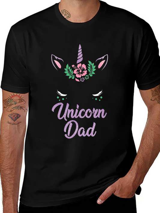 Unicorn Dad T-Shirt - Floral Unicorn Design