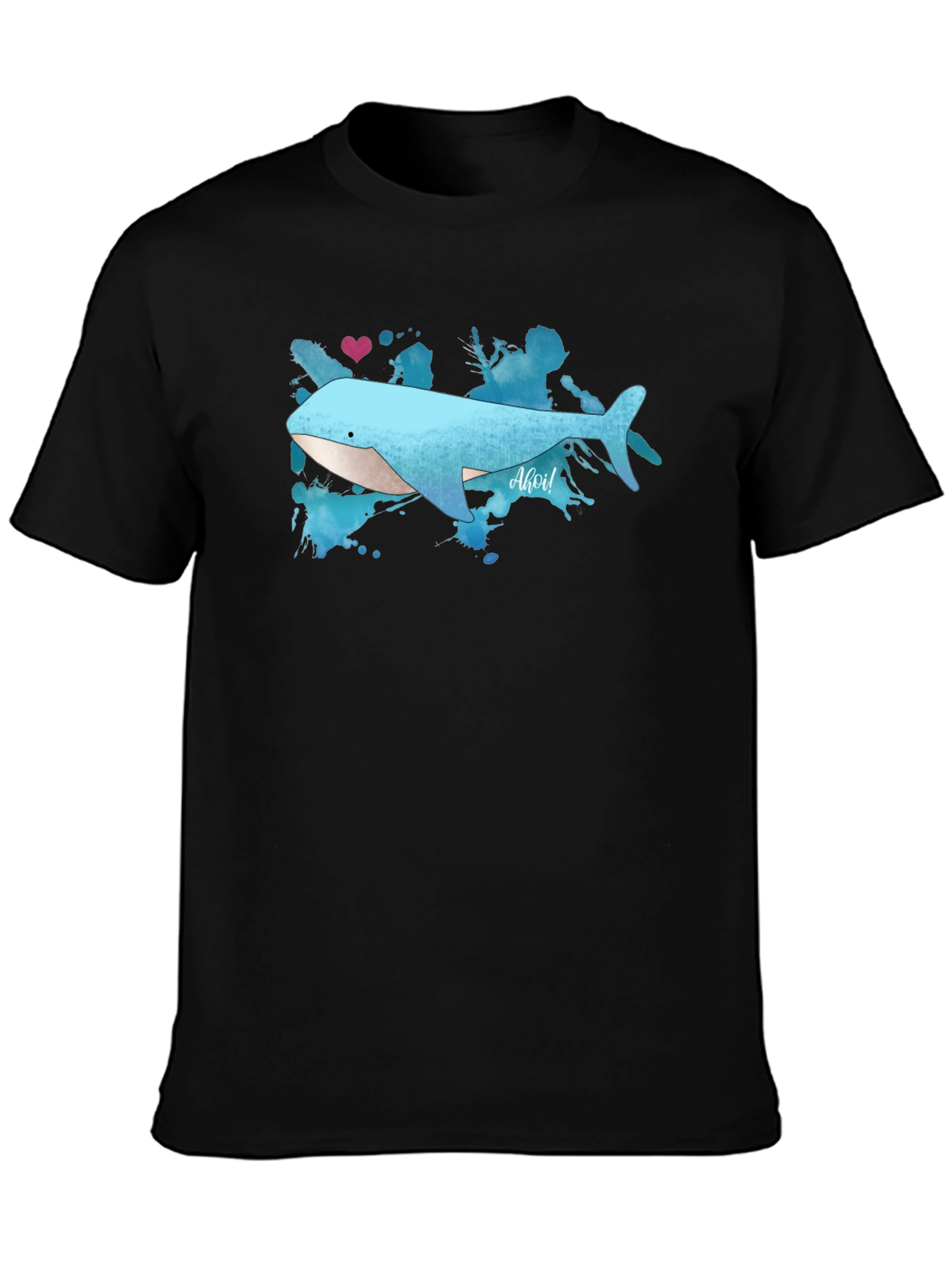 Whale Graphic Tee - Soft Black Cotton T-Shirt