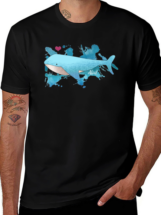 Whale Graphic Tee - Soft Black Cotton T-Shirt