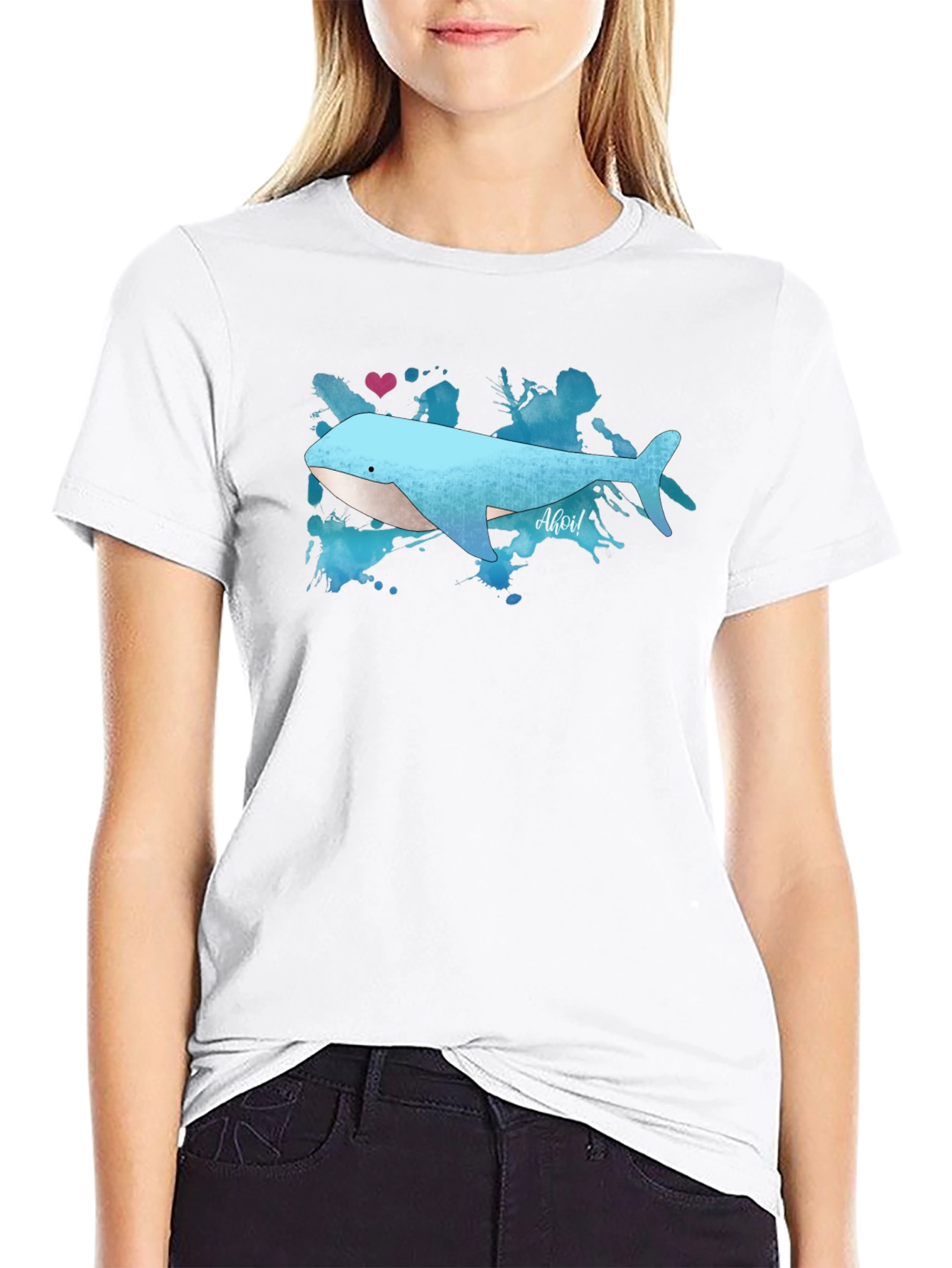 Whale Graphic Tee - Soft Black Cotton T-Shirt