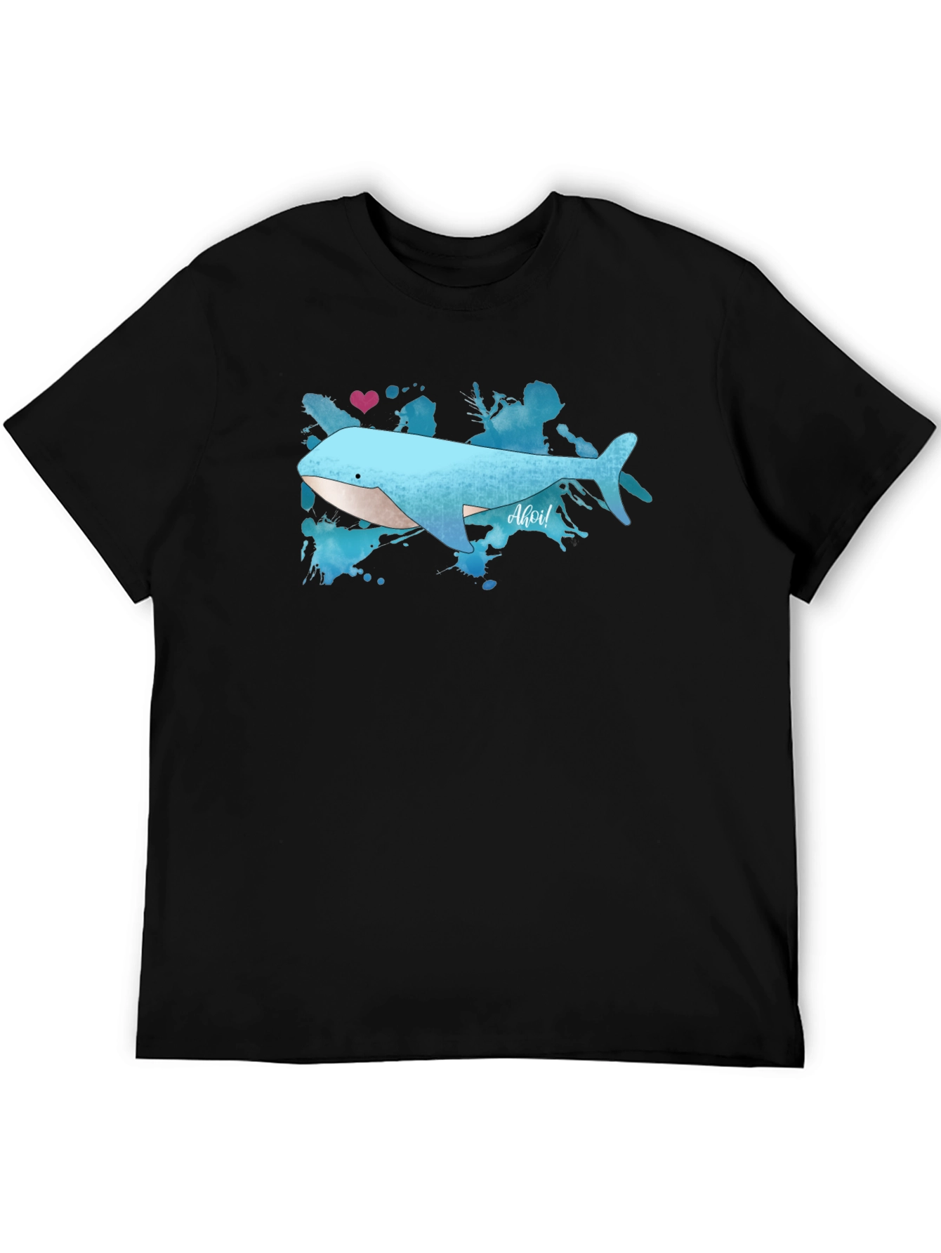 Whale Graphic Tee - Soft Black Cotton T-Shirt