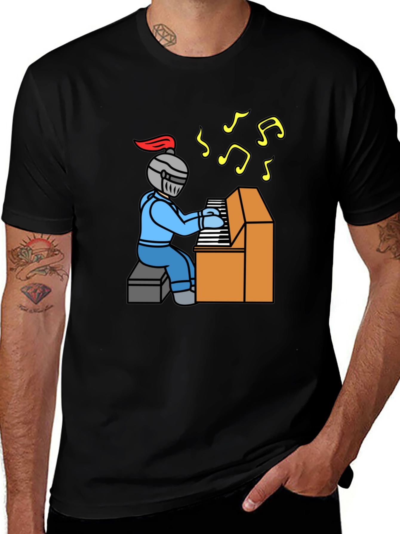 Knight Piano Player Graphic T-Shirt