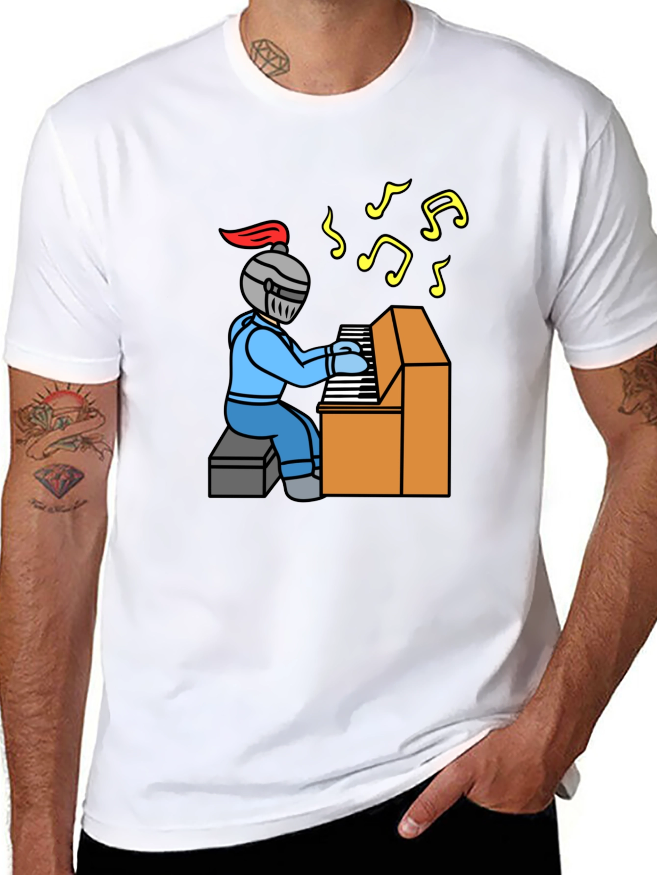 Knight Piano Player Graphic T-Shirt