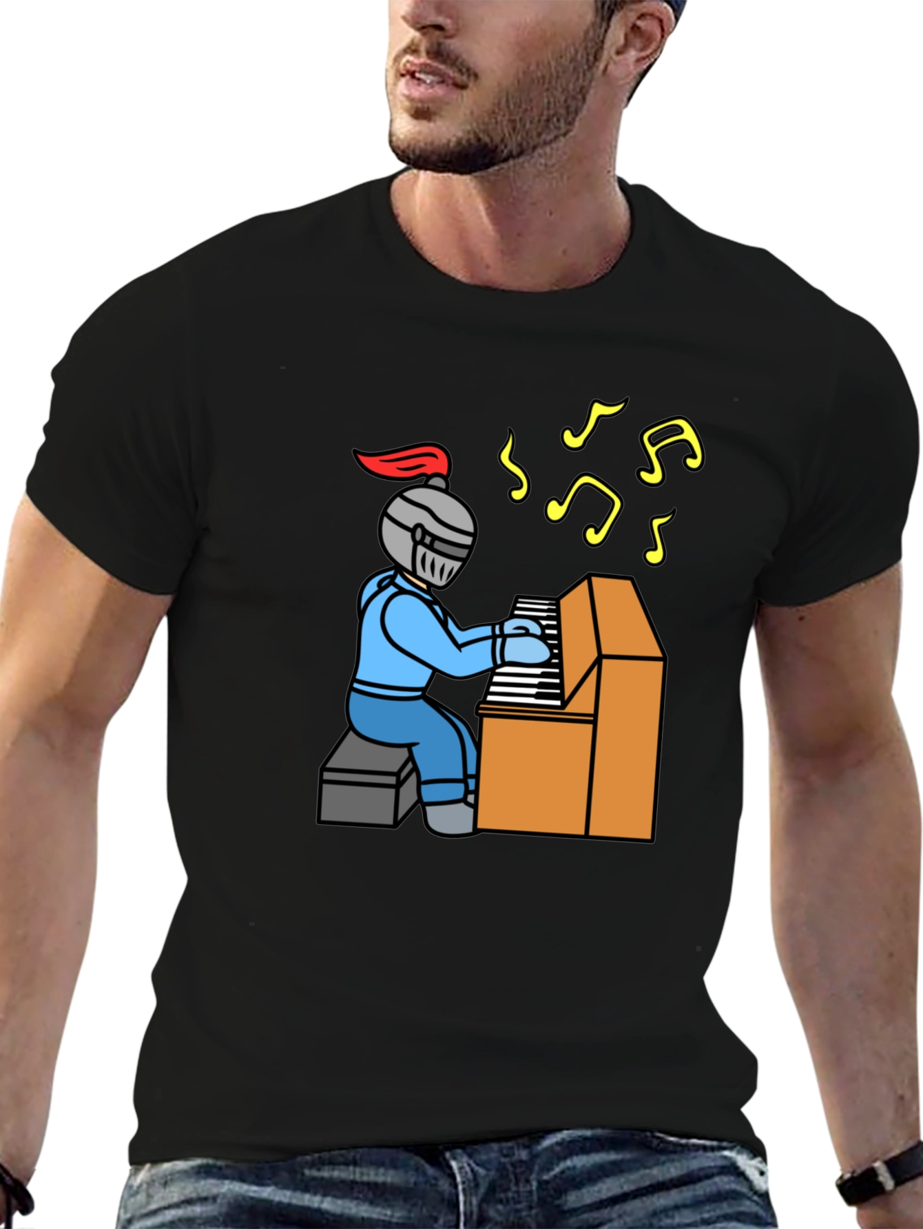 Knight Piano Player Graphic T-Shirt