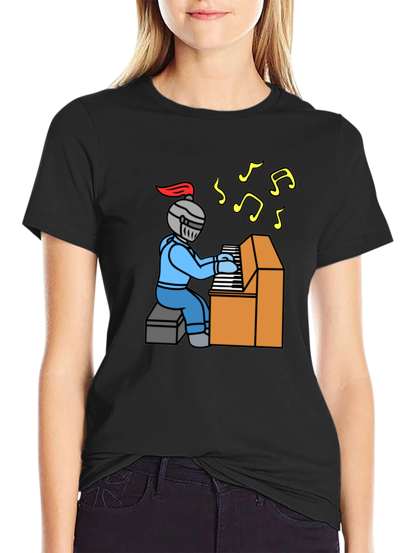 Knight Piano Player Graphic T-Shirt