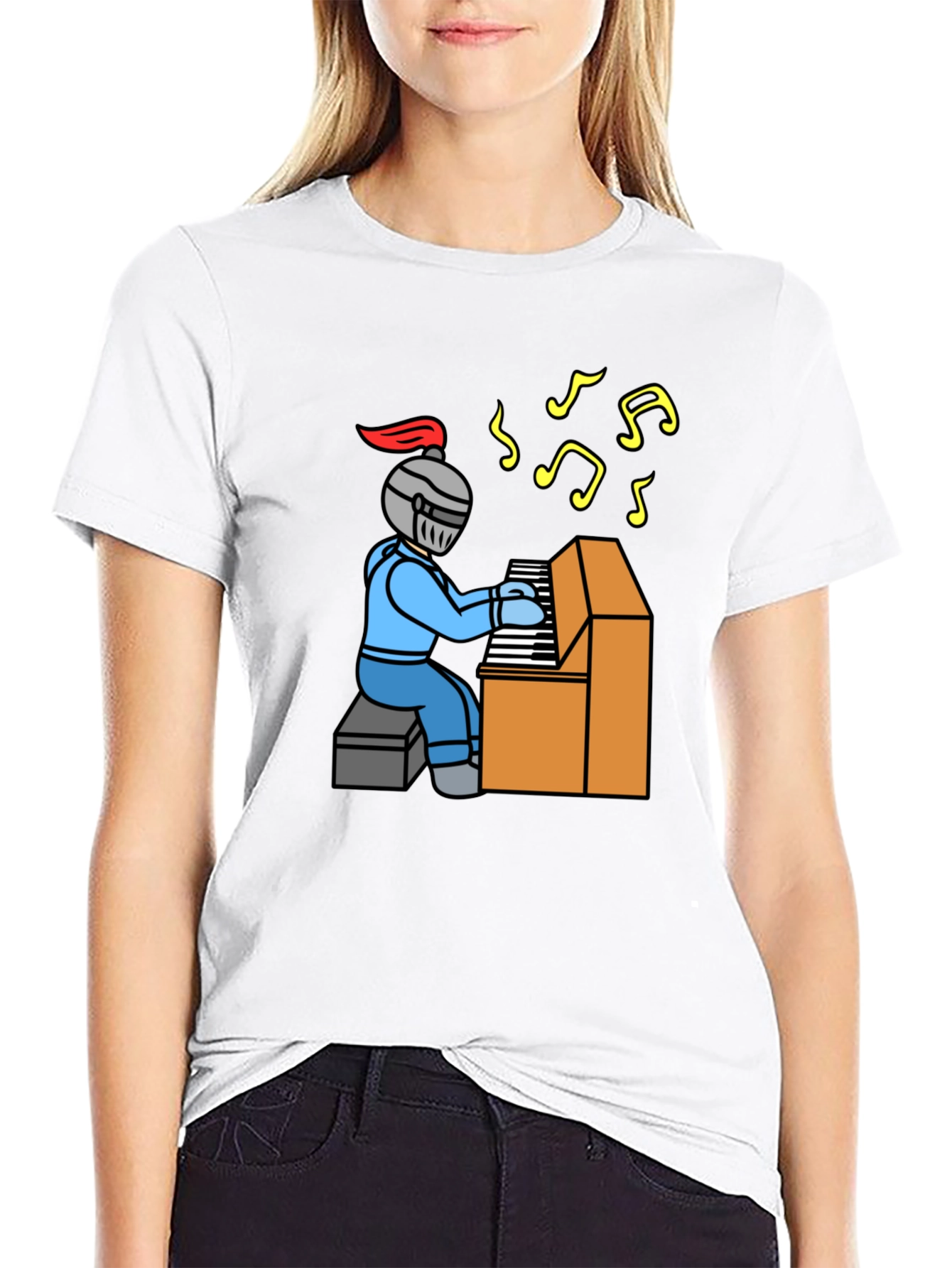Knight Piano Player Graphic T-Shirt