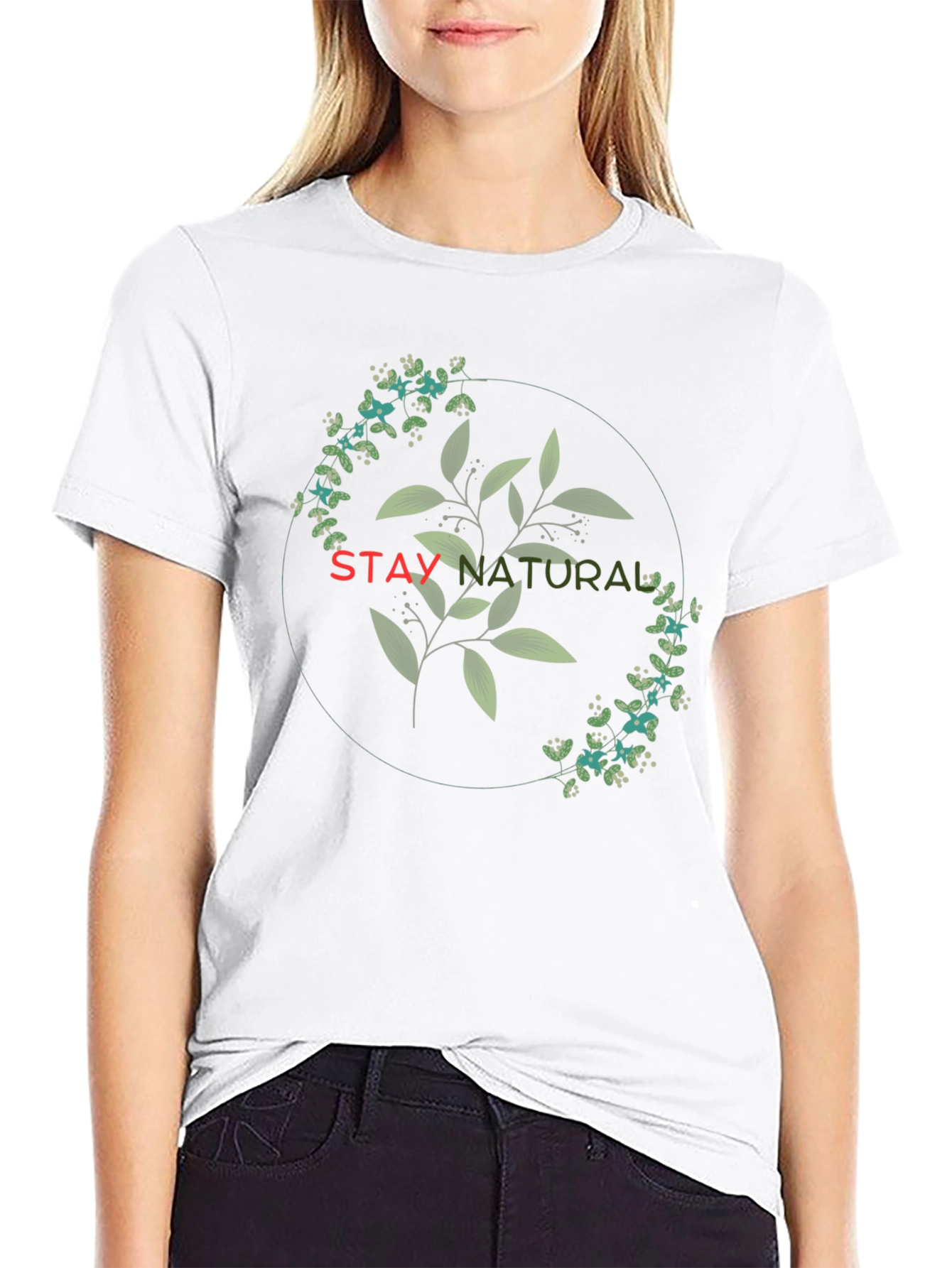 Stay Natural Graphic Tee - Black Cotton Blend