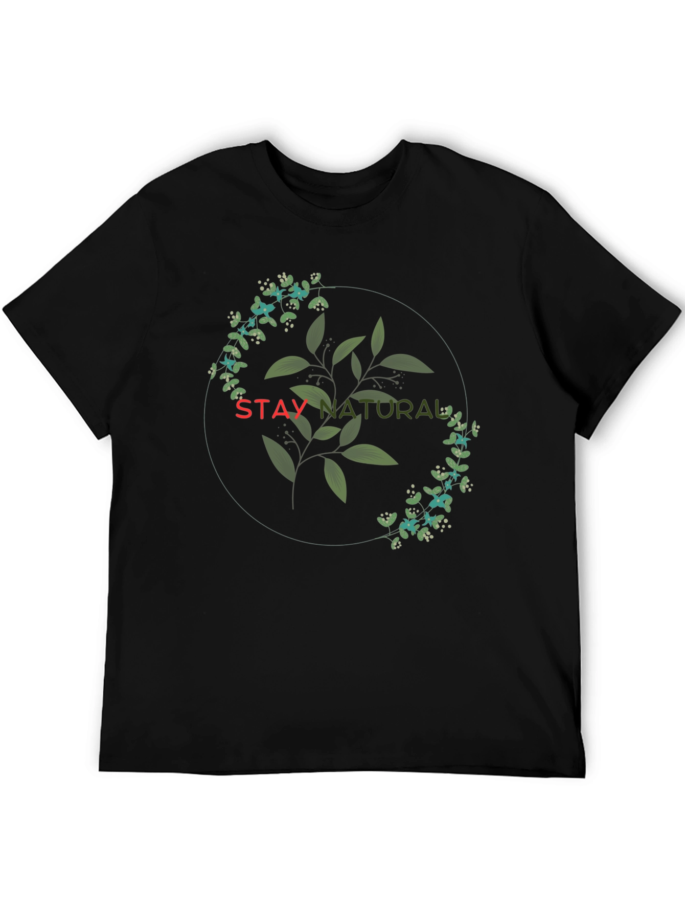 Stay Natural Graphic Tee - Black Cotton Blend