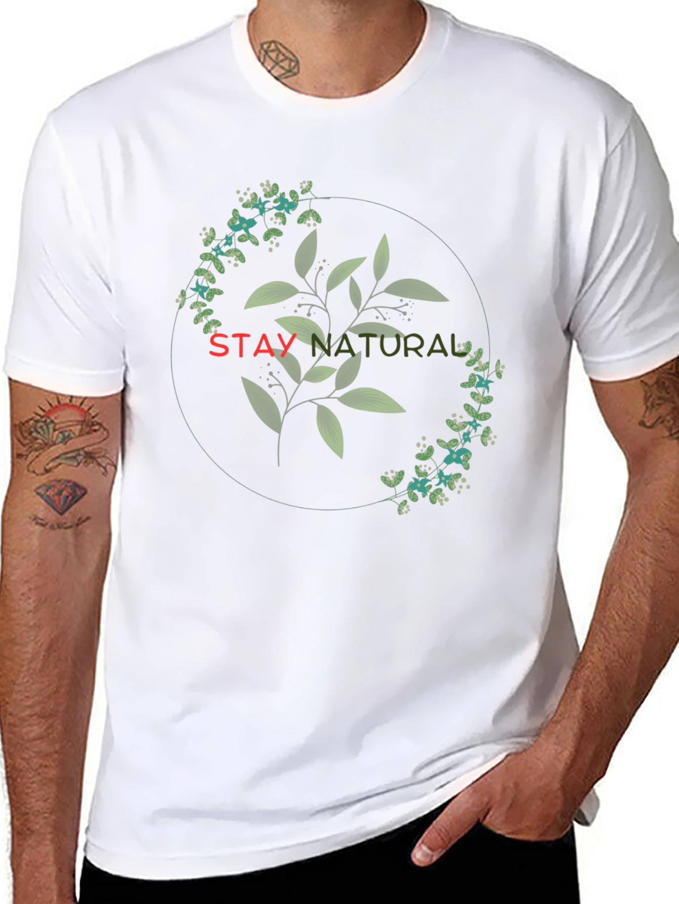 Stay Natural Graphic Tee - Black Cotton Blend