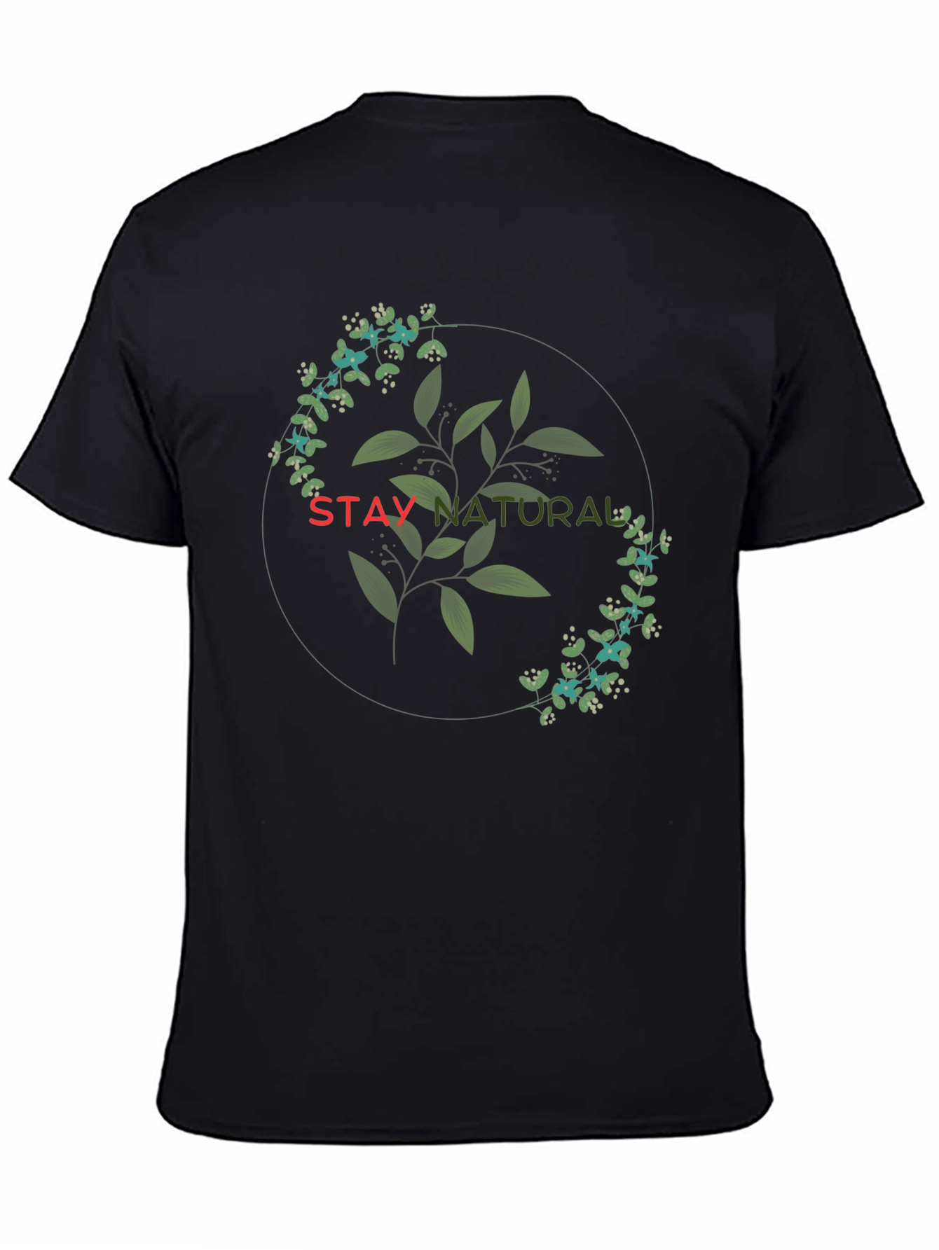 Stay Natural Graphic Tee - Black Cotton Blend